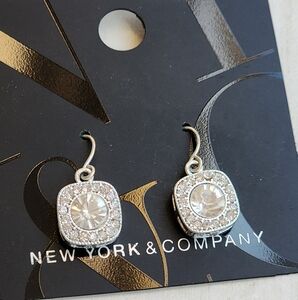 New York & Company Square Silver Sparkle Earrings